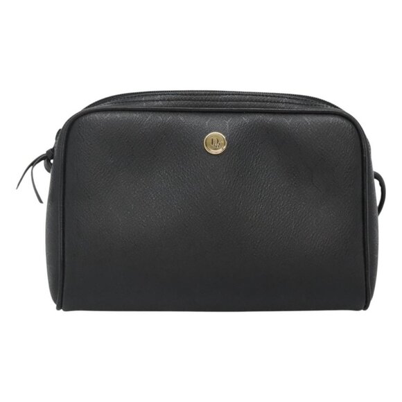 Christian Dior Honeycomb Canvas Shoulder Bag PVC Black Gold Auth 126268 - Picture 1 of 16